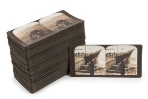 UNDERWOOD & UNDERWOOD: Complete set of one hundred numbered 'France' stereo cards, featuring views of Parisian landmarks, agricultural workers, festivals, cathedral interiors, bustling streetscapes, and many others. (100 cards)