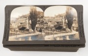 KEYSTONE VIEW COMPANY: Complete set of one hundred 'World War through the Stereoscope Volumes I & II' stereo cards in maker's cloth-lined box, c. 1918. (100 cards) - 2