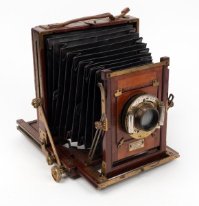 WATSON & SONS: 4¾ x 6½" plate field camera, c. 1885, with Bausch & Lomb lens.