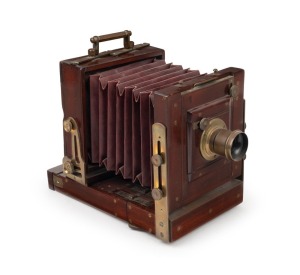 74 x 117mm plate tailboard camera with uninscribed brass lens.