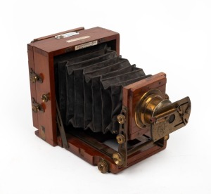 LANCASTER: '1892 Instantograph' 3¼ x 4¼" plate field camera, with J. Lancaster & Sons lens, see-saw shutter attachment, unusual rear hinge mechanism, and 'L. W. Small & Co. Melbourne & Sydney' retailer's plate.