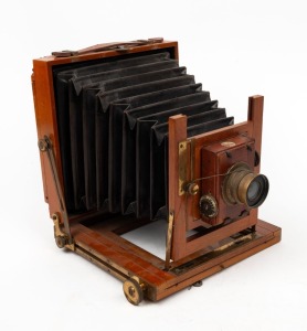 4¾ x 6½" plate field camera with Thornton-Pickard Rectoplanat lens, Thornton-Pickard roller-blind shutter, and 'Radcliffe & Tilly Perth' retailer's plate.