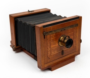 20.5 x 13cm plate tailboard camera with Sweet, Waldach & Co. Columbia Single Achromatic 4 x 5 lens. 