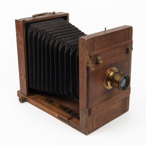 5 x 7" plate tailboard camera with E. Fischer Jr. Amsterdam Aplanastigmat Extra Rapid lens.