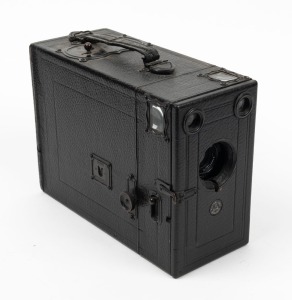 HOUGHTON: 'Klito 3a' 3¼ x 4¼" plate box-type camera, c. 1911, with Rectimat Symmetrical lens and 'Australia & N.Z. Ton Trademark' inlay.