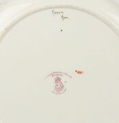 ROYAL WORCESTER "Green Gum" antique English porcelain cabinet plate, puce factory mark to base, stamped "Royal Worcester, Made in England, Green Gum, Flavelle, Roberts & Sankey Ltd., Brisbane", 23cm diameter - 3