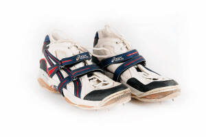 BEN HOLLIOAKE'S CRICKET BOOTS: Pair of Asics Cricket Boots. Good match-used condition.