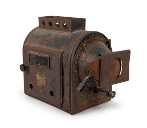 ZEISS IKON: Enormous c. 1920s cast-iron magic lantern housing, with dimensions of approx. 63 x 43 x 33cm.