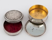 Two Georgian sterling silver patch boxes with engraved decoration, the larger 4.5cm diameter - 2
