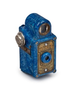 CORONET: Midget subminiature Bakelite camera, c. 1935, in blue.