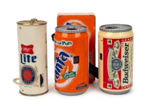 VARIOUS MANUFACTURERS: Three c. 1990s promotional 'can' cameras - one 'Budweiser', one 'Fanta' in maker's box, and one 'Miller Lite'. (3 cameras)