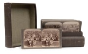 UNDERWOOD & UNDERWOOD: Complete set of one hundred&nbsp;'Italy through the Stereoscope' stereo cards in maker's box, featuring subjects such as Roman ruins, Vatican interiors and exteriors,&nbsp;Mount Vesuvius, and many others. (100 cards)