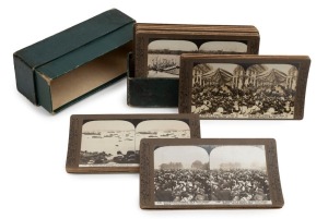 ROSE STEREOGRAPH COMPANY: Set of thirty stereo cards depicting the 1908 visit of the American Fleet, in matching maker's box. (30 cards)