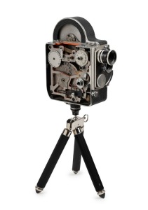 BOLEX-PAILLARD: Circa 1950s 16mm movie camera cutaway model [#34994], with Excelsior tripod attachment.