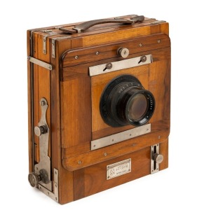 GOMZ: 'FK-13' 13 x 18cm tailboard camera, c. 1930, with Gomz N-51 210mm f4.5 lens [#5300308] and lens cap.