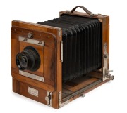 GOMZ: 'FK-13' 13 x 18cm tailboard camera, c. 1930, with Gomz N-51 210mm f4.5 lens [#5300308] and lens cap. - 2