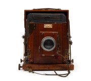 HOUGHTON: 'Sanderson Junior' 4&frac34; x 6 &frac12;" plate triple-extension field camera, c. 1903, with Beck Isosticmar 6.25" f5.8 lens [#114636],&nbsp;Thornton-Pickard roller-blind shutter,&nbsp;and Watson Bowden 'The Antinuous' shutter release cable. - 2