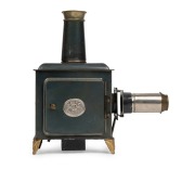 ERNST PLANK: Children's magic lantern, height 23.5cm, in maker's box with nine glass slides, c. 1890s. - 3