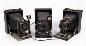 VARIOUS MANUFACTURERS: Three c. 1910 folding plate cameras - two Butcher & Son Cameo models with differing lens/shutter/body details, together with one J. W. Smalls & Co. 'Folding Monarch'. (3 cameras)