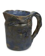JOLLIFF pottery jug with wind swept tree decoration, incised "Jolliff, 1933, F.E,C., Hand Made, VIC", 14cm high, 15cm wide - 2