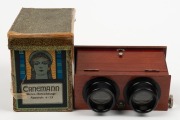 ERNEMANN DRESDEN: Approx. 15.5 x 11 x 8.5cm handheld stereoscope, c. 1900, with maker's box. - 2