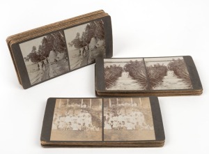 Thirty-three c. 1930s stereo cards featuring many fascinating glimpses of colonial New Guinea, including indigenous people and their cultural practices, resident foreigners, flora and fauna etc. (33 cards)