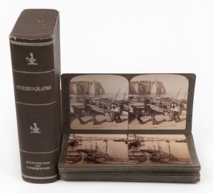 UNDERWOOD & UNDERWOOD: Twenty c. 1907 stereo cards featuring views of France (mainly Paris), in maker's cloth-lined box. (20 cards)