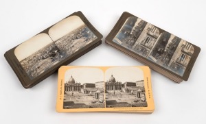 H. C. WHITE: Fifty-six stereo cards featuring views of major Italian cities and cultural/religious sites. (56 cards)