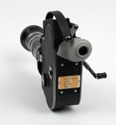 BOLEX-PAILLARD: H-16 Rex-5 16mm movie camera [#255012], c. 1972, with Poe Bolex H16RX Kern Vario-Switar 16-100mm f1.9 lens [#1119634] and lens cap, organised into flight case with pistol grip attachment and other accessories. - 3