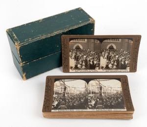 ROSE STEREOGRAPH COMPANY: Seventeen stereo cards depicting the 1908 visit of the American Fleet, in matching maker's box. (17 cards)