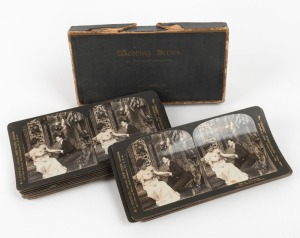 H. C. WHITE: Two complete sets of ten numbered 'Perfec Wedding Series' stereo cards, one of which in maker's box. (20 cards)