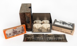 KEYSTONE VIEW COMPANY: An accumulation of ninety-six stereo cards, comprising seventy-two cards in maker's box marked 'Tour of the World', twelve 'Vision Training' cards with technical markings in maker's box, and twelve other assorted cards. (96 cards)