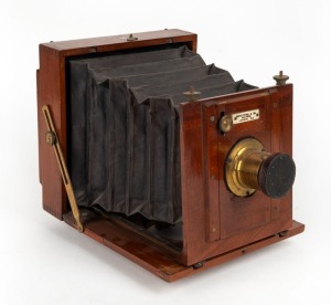 UNDERWOOD: 'Tourograph' 4¾ x 6½" plate field camera, c. 1888, with integrated lens, lens cap, and 'Benetfink & Co. Cheapside London' retailer's plaque.