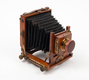 TYLER & ENGLAND: 'T. E. B. No. 0' 3¼ x 4¼'' plate field camera, c. 1900, with Beck Symmetrical lens and lens cap.