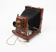 HOUGHTON: No. 1A 'Triple Victo'&nbsp;4&frac34; x 6&frac12;"&nbsp;triple extension field camera, c. 1900s, with Ensign Aplanat 9 f7.7 lens, Thornton-Pickard roller-blind shutter, and&nbsp;Watson Bowden 'The Antinuous' shutter release cable. - 2