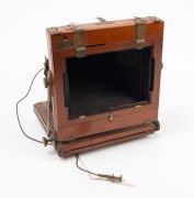 HOUGHTON: No. 1A 'Triple Victo'&nbsp;4&frac34; x 6&frac12;"&nbsp;triple extension field camera, c. 1900s, with Ensign Aplanat 9 f7.7 lens, Thornton-Pickard roller-blind shutter, and&nbsp;Watson Bowden 'The Antinuous' shutter release cable. - 3