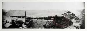 REPRINTED HISTORIC PHOTOGRAPH, "Chelsea Football Club. Aston Villa vs Huddersfield, FA Cup Final, Stamford Bridge, 1920", photo by A.H.Robinson, window mounted, framed & glazed, overall 94x44cm.