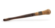 An antique Australian stock whip handle made from blackwood, horn, metal and bone, 19th century, 33cm long