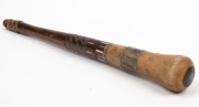 An antique Australian stock whip handle made from blackwood, horn, metal and bone, 19th century, 33cm long - 3