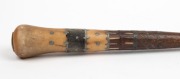 An antique Australian stock whip handle made from blackwood, horn, metal and bone, 19th century, 33cm long - 5