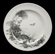 "THE AUSTRALIAN BUSH" antique English porcelain plate adorned with kangaroos in landscape by BROWNFIELD, circa 1874, factory and diamond registration marks to base, 26cm diameter - 2