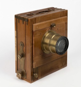 175 x 175mm plate tropical wood tailboard camera with C. Friedrich München Doppelanastigmat Coronar 360mm f6.8 lens [#23386].