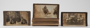 ROSE STEREOGRAPH COMPANY: Thirty-four stereo cards featuring views of the United Kingdom, including streetscapes, landmarks, royal processions, troop reviews, etc. (34 cards)