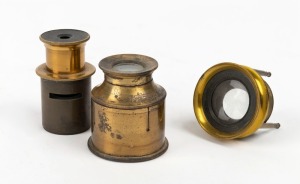 Group of three 19th century brass loupes, the tallest approx. 6cm in height. (3 items)