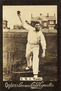 1899-1901 Ogdens cricket cards, comprising &nbsp;"Cricketer Base I" [11];&nbsp;"Cricketers Base M" [7/50]; plus "English Cricketer Series" [5/14]. Poor/VG.