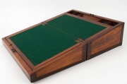 An antique Anglo-Ceylonese writing slope with specimen wood inlay, 19th century. Finely crafted with two separate secret compartments, fitted with drawers, 16cm high, 44cm wide, 26cm deep - 2