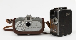 ZEISS IKON: Two 8mm movie cameras - one c. 1937&nbsp;Movikon&nbsp;K8 (5501 N) and one c. 1952 Movikon 8 in matching leather case. (2 movie cameras)