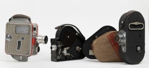 VARIOUS MANUFACTURERS: Group of three 16mm movie cameras - one Kodak Cin&eacute;-Kodak Model E, one Meopta Admira Electric 16, and one Stewart-Warner Hollywood Model with lens cap and matching case.