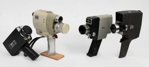 VARIOUS MANUFACTURERS: Group of four Super-8 movie cameras - one Chinon&nbsp;Colt 70, one Mansfield Holiday Automatic Zoom EE, one Minolta Zoom 8, and one Path&eacute;scope Optial Eye. (4 movie cameras)