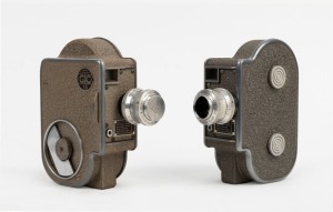 G.I.C.: Two GiC 16mm movie cameras, c. 1940s, both with Som Berthiot Cinor B 25mm f1.9 lenses. (2 movie cameras)